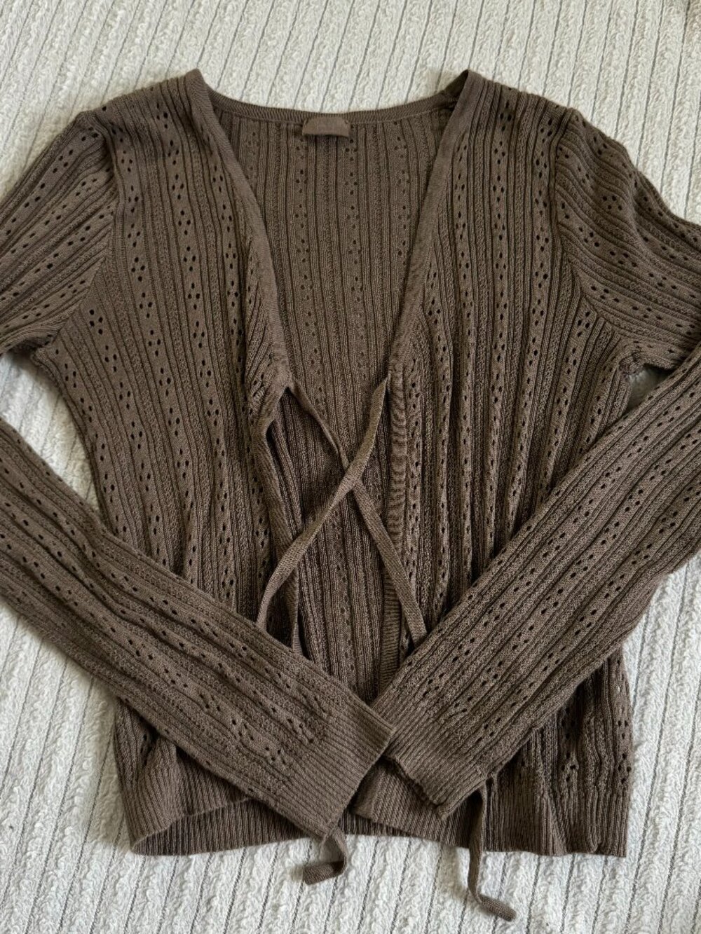 Brandy Melville John Galt Brown Tie Front Long Sleeve Cardigan